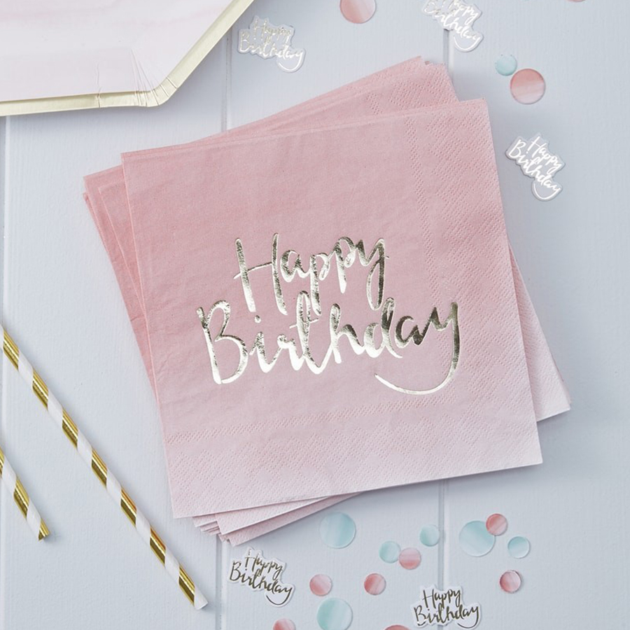 Happy birthday napkins and confetti product design